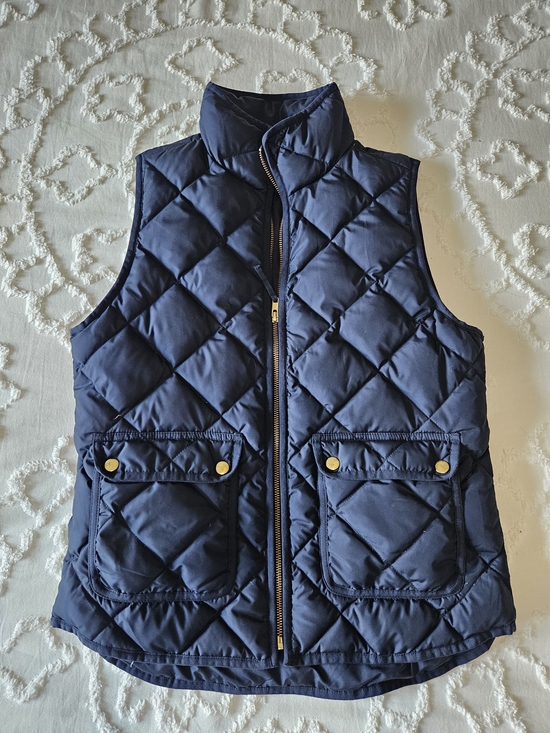 J. Crew Jackets & Blazers - J. Crew Quilted Navy Blue Vest with Gold Buttons